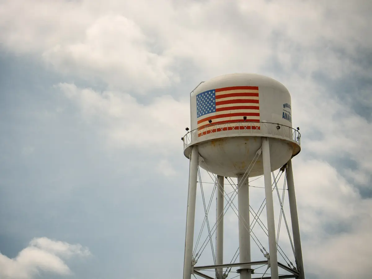 A municipal elevated water tower